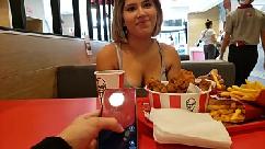 Kfc public lush control and creampie in the bathroom